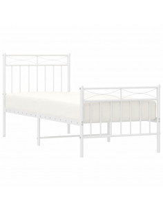 Giroletto con Testiera e Pediera Metallo Bianco 75x190 cm 2