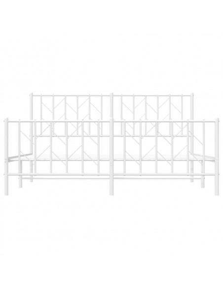 Giroletto con Testiera e Pediera Metallo Bianco 160x200 cm