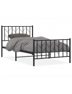 Giroletto con Testiera e Pediera Metallo Nero 100x200 cm