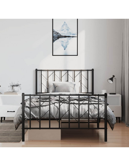 Giroletto con Testiera e Pediera Metallo Nero 100x200 cm