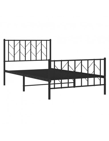 Giroletto con Testiera e Pediera Metallo Nero 100x200 cm