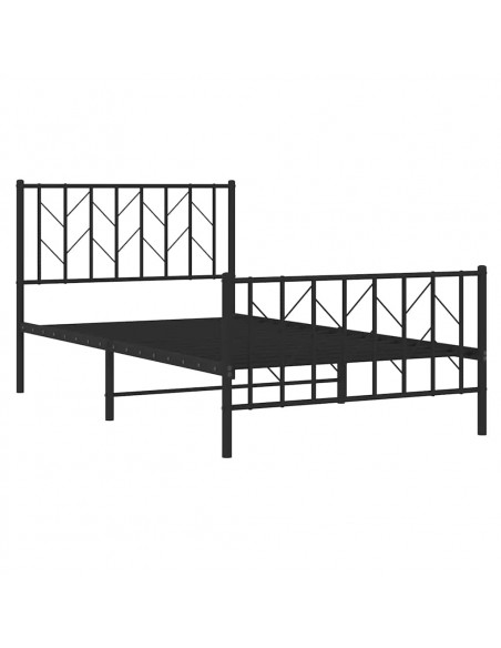 Giroletto con Testiera e Pediera Metallo Nero 100x200 cm