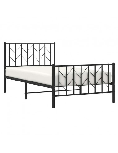 Giroletto con Testiera e Pediera Metallo Nero 100x200 cm