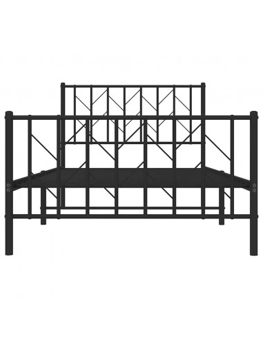 Giroletto con Testiera e Pediera Metallo Nero 100x200 cm