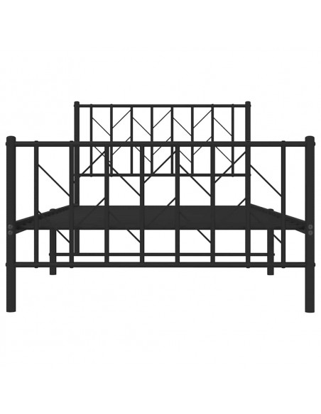 Giroletto con Testiera e Pediera Metallo Nero 100x200 cm