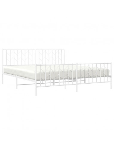 Giroletto con Testiera e Pediera Metallo Bianco 180x200 cm