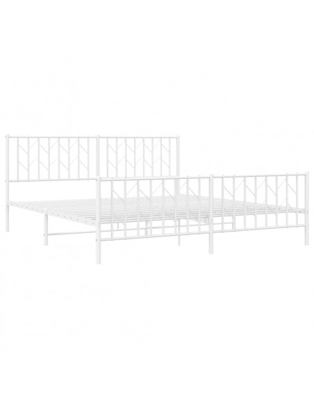 Giroletto con Testiera e Pediera Metallo Bianco 180x200 cm