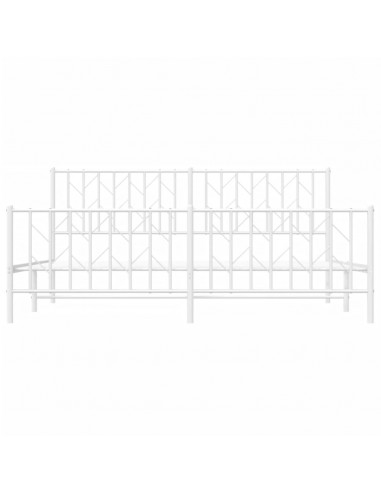 Giroletto con Testiera e Pediera Metallo Bianco 180x200 cm