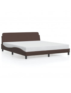 Giroletto con Testiera Marrone 180x200 cm in Similpelle