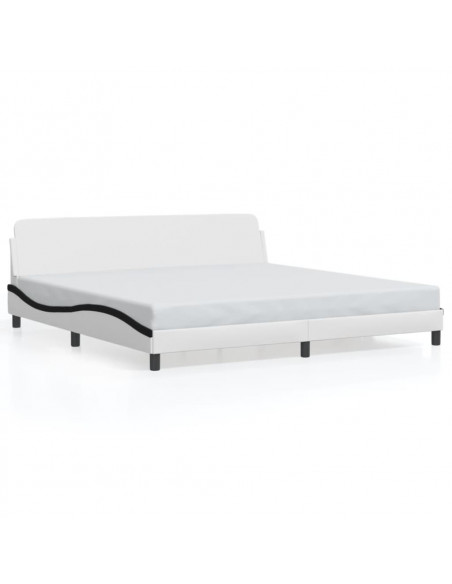 Giroletto con Testiera Bianco e Nero 200x200 cm in Similpelle