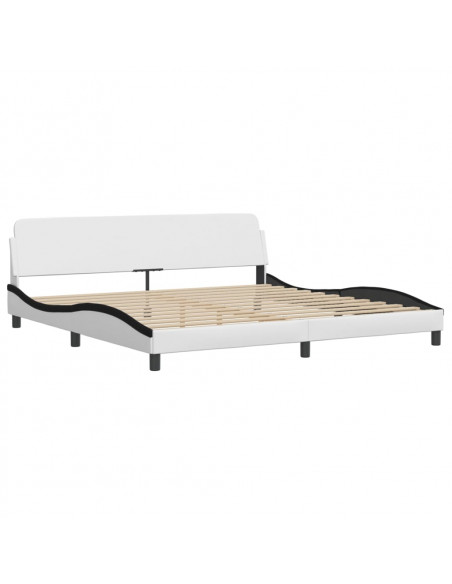 Giroletto con Testiera Bianco e Nero 200x200 cm in Similpelle