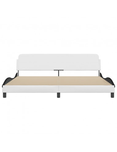 Giroletto con Testiera Bianco e Nero 200x200 cm in Similpelle