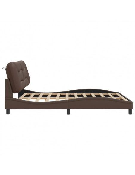Giroletto con Luci LED Marrone 180x200 cm in Similpelle