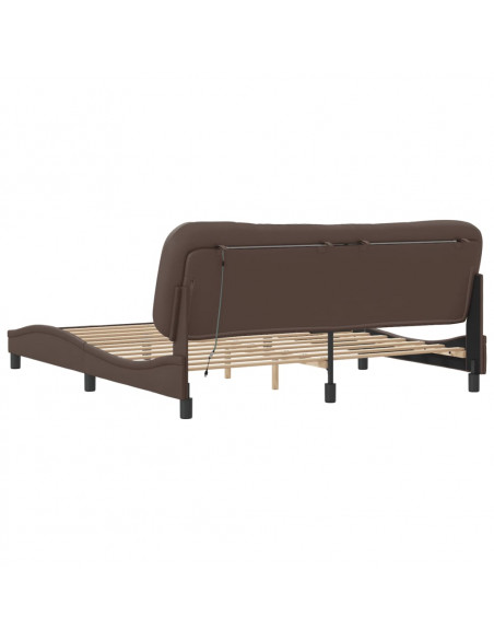 Giroletto con Luci LED Marrone 180x200 cm in Similpelle