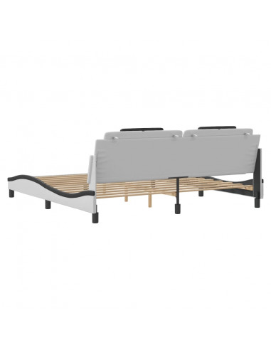 Giroletto con Luci LED Bianco e Nero 200x200 cm in Similpelle