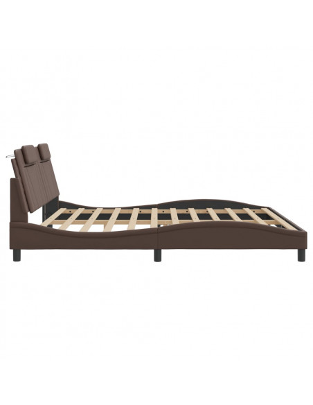 Giroletto con Testiera Marrone 200x200 cm in Similpelle