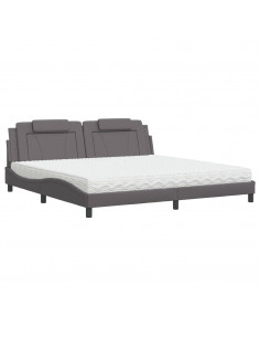 Letto con Materasso Grigio 200x200 cm in Similpelle