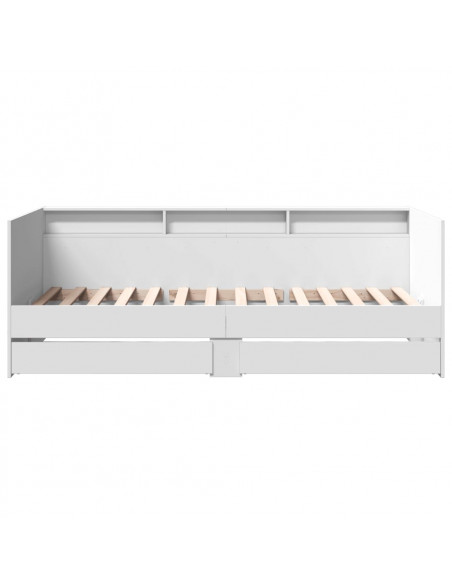 Divano Letto con Cassetti Bianco 75x190 cm in Legno Multistrato