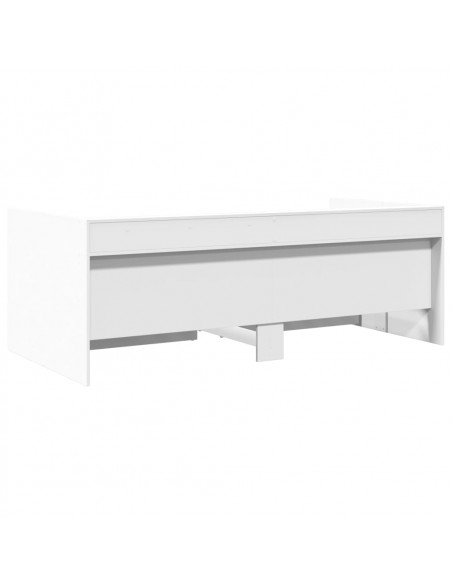 Divano Letto con Cassetti Bianco 75x190 cm in Legno Multistrato
