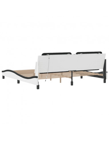 Giroletto con Luci LED Bianco e Nero 200x200 cm in Similpelle