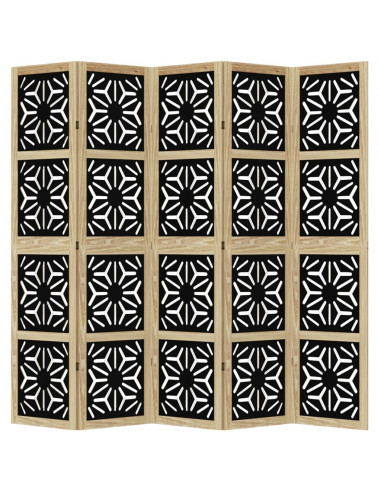 Divisorio Ambienti 5 Pannelli Marrone e nero Legno di Paulownia