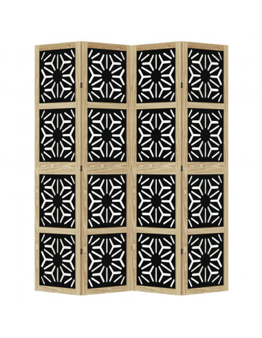 Divisorio Ambienti 4 Pannelli Marrone e Nero Massello Paulownia