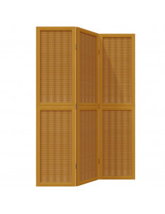 Divisorio Ambienti 3 Pannelli Marrone Scuro Massello Paulownia