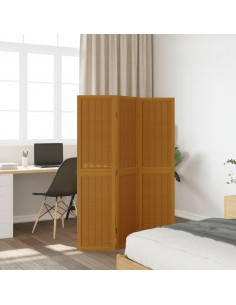 Divisorio Ambienti 3 Pannelli Marrone Scuro Massello Paulownia 2