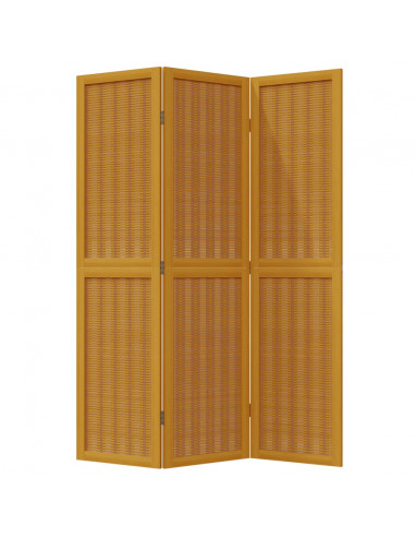 Divisorio Ambienti 3 Pannelli Marrone Scuro Massello Paulownia