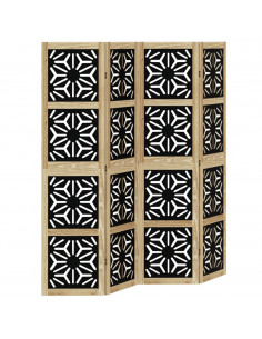 Divisorio Ambienti 4 Pannelli Marrone e Nero Massello Paulownia