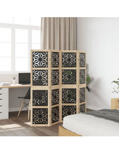 Divisorio Ambienti 4 Pannelli Marrone e Nero Massello Paulownia 2