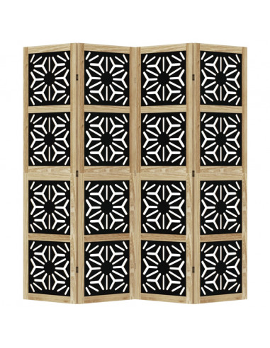 Divisorio Ambienti 4 Pannelli Marrone e Nero Massello Paulownia