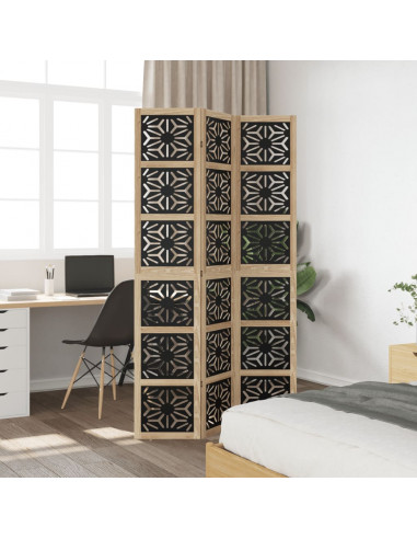 Divisorio Ambienti 3 Pannelli Marrone e Nero Massello Paulownia