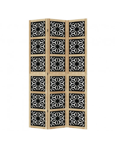 Divisorio Ambienti 3 Pannelli Marrone e Nero Massello Paulownia