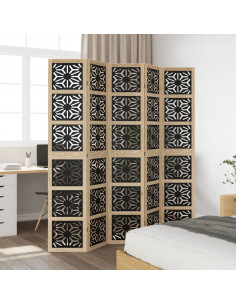Divisorio Ambienti 5 Pannelli Marrone e nero Legno di Paulownia 2