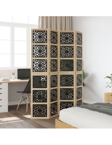 Divisorio Ambienti 4 Pannelli Marrone e Nero Massello Paulownia
