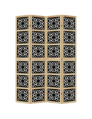 Divisorio Ambienti 4 Pannelli Marrone e Nero Massello Paulownia