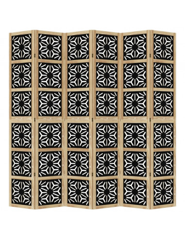 Divisorio Ambienti 6 Pannelli Marrone e nero Legno di Paulownia