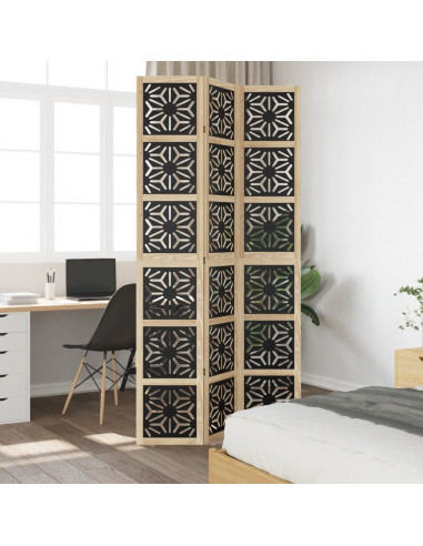 Divisorio Ambienti 3 Pannelli Marrone e Nero Massello Paulownia