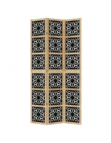 Divisorio Ambienti 3 Pannelli Marrone e Nero Massello Paulownia