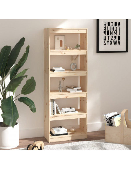 Libreria/Divisorio Grigio 60x30x167,5 cm in Massello di Pino