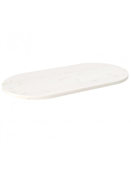 Piano Tavolo Bianco 90x45x2,5cm in Legno Massello di Pino Ovale