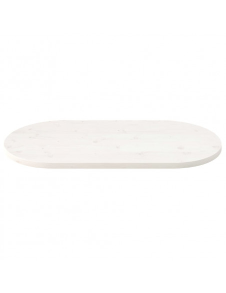 Piano Tavolo Bianco 90x45x2,5cm in Legno Massello di Pino Ovale