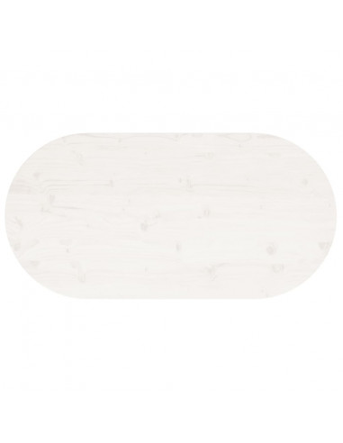 Piano Tavolo Bianco 90x45x2,5cm in Legno Massello di Pino Ovale