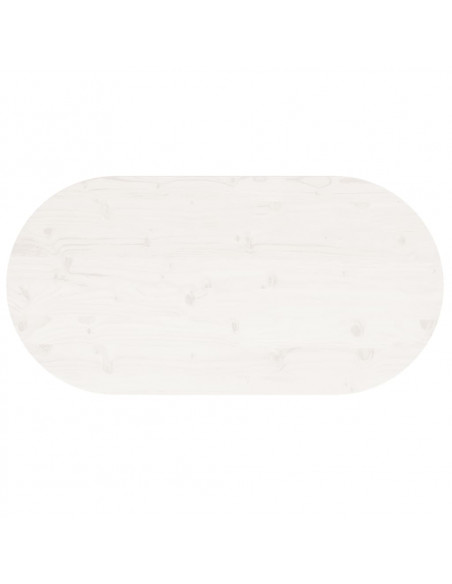 Piano Tavolo Bianco 90x45x2,5cm in Legno Massello di Pino Ovale
