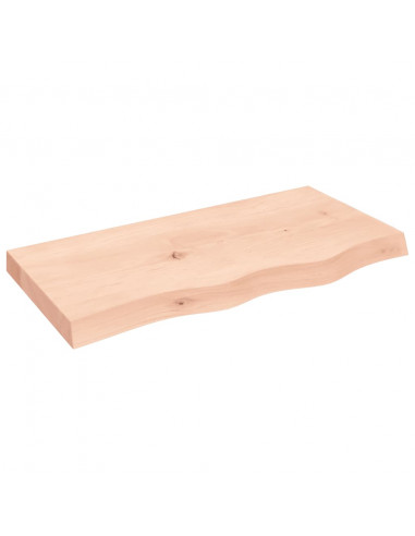 Piano per Tavolo 80x40x(2-6) cm in Rovere Massello Non Trattato