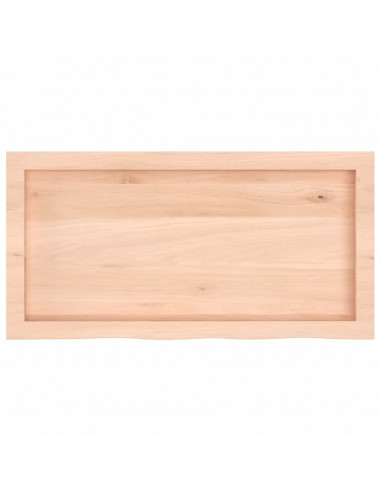 Piano per Tavolo 80x40x(2-6) cm in Rovere Massello Non Trattato