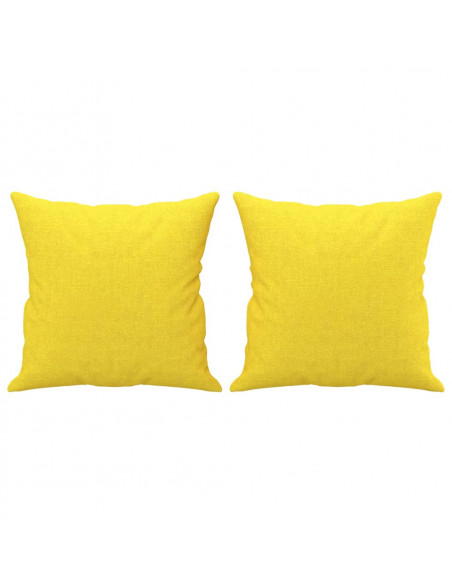 Divano a 2 Posti con Cuscini Giallo Chiaro 140 cm in Tessuto