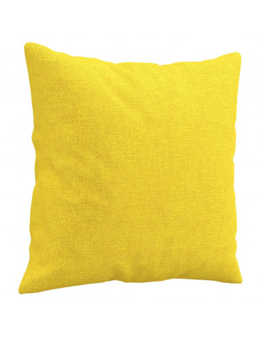 Divano a 2 Posti con Cuscini Giallo Chiaro 140 cm in Tessuto