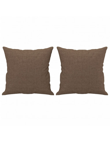 Divano a 2 Posti con Cuscini Marrone 120 cm in Tessuto